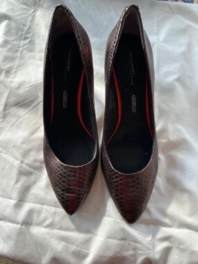 Rockport Walkability Bronze Snakeskin 3" Heels Adiprene Insole 8W WIDE
